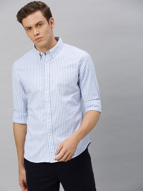 

Denizen From Levis Men Blue & White Regular Fit Striped Casual Shirt