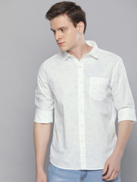 

Denizen From Levis Men White & Blue Regular Fit Printed Casual Shirt