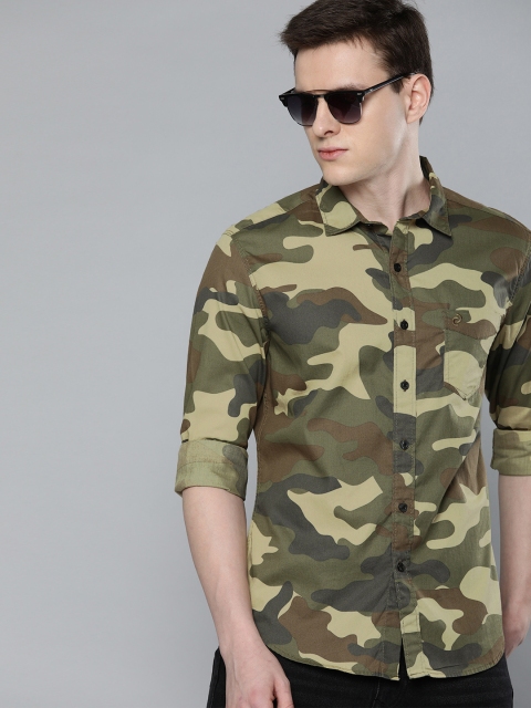 

Denizen From Levis Men Olive Green Regular Fit Camouflage Printed Casual Shirt