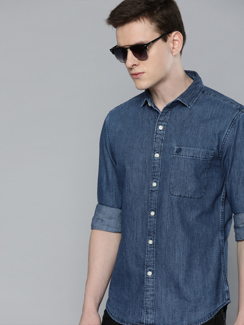 

Denizen From Levis Men Blue Regular Fit Solid Casual Denim Shirt