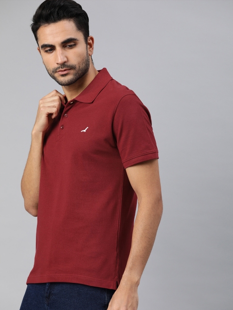 

American Crew Men Maroon Solid Polo Collar T-shirt