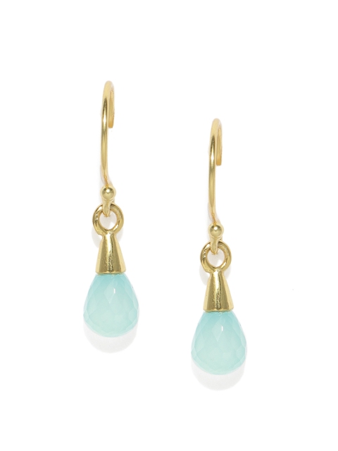 

Gehna Gold-Toned & Blue Sterling Silver Contemporary Drop Earrings