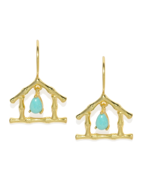

Gehna Gold-Toned & Blue Quirky Sterling Silver Drop Earrings