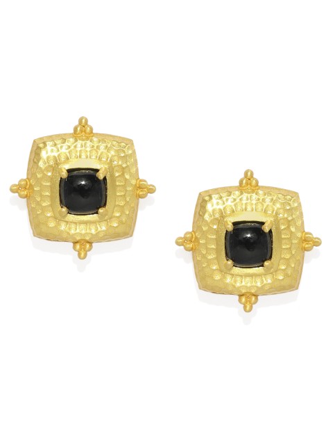 

Gehna Gold-Toned & Black Sterling Silver Square Studs