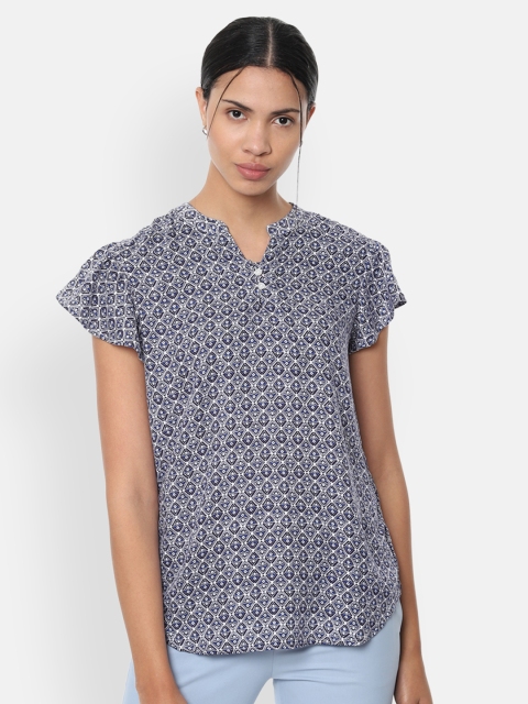 

Van Heusen Woman Blue Printed Top