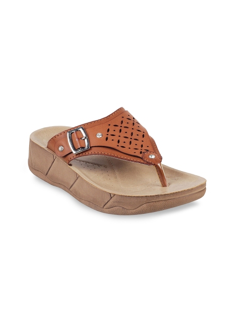 

WALKWAY Women Tan Brown Solid Sandals