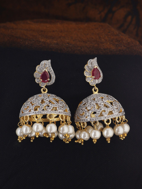 

Tistabene Pink & Gold-Plated Dome Shaped Jhumkas