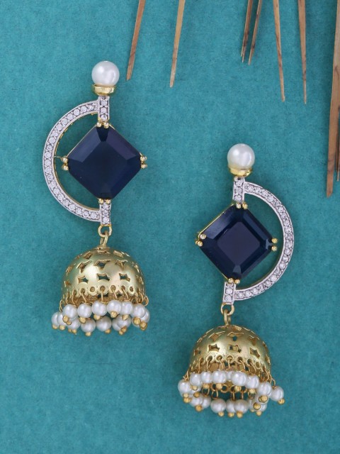 

Tistabene Blue & Gold-Plated Dome Shaped Jhumkas