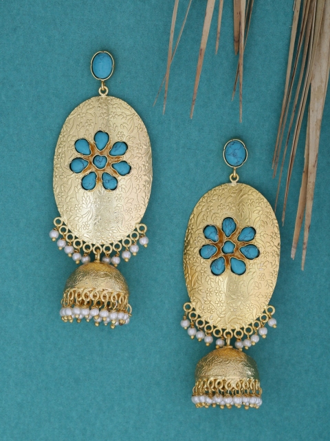 

Tistabene Blue & Gold-Plated Dome Shaped Jhumkas