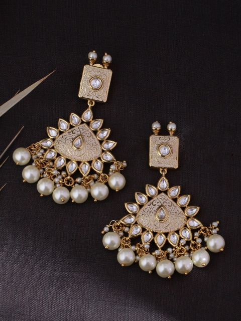 

Tistabene White & Gold-Toned Drop Earrings