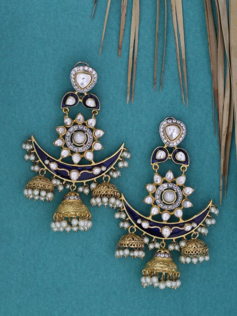 

Tistabene Blue & Gold-Toned Contemporary Drop Earrings