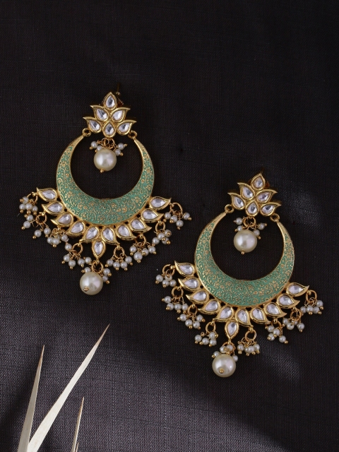 

Tistabene Green & Gold-Toned Quirky Chandbalis