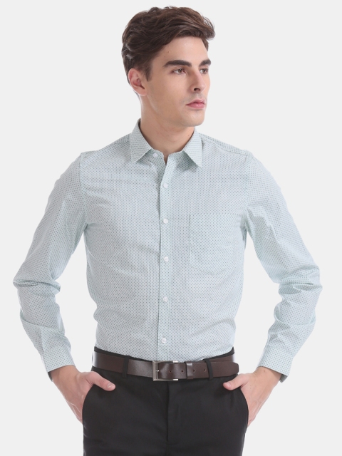

Excalibur Men Green Slim Fit Printed Formal Shirt