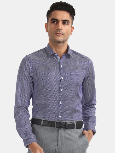 

Excalibur Men Blue Regular Fit Self Design Formal Shirt