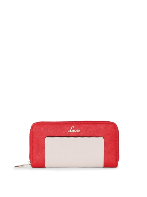 

Lavie Women Red & Beige Colourblocked Zip Around Wallet