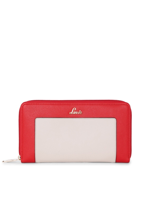 

Lavie Women Red & Off-White Colourblocked Zip Around Wallet