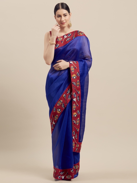 

Florence Blue Silk Blend Solid Bhagalpuri Saree