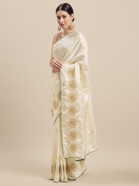 

Florence White Embroidered Silk Blend Saree