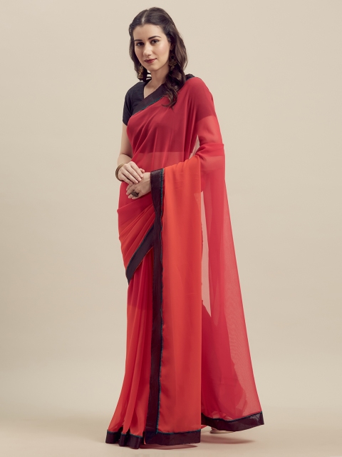 

Florence Pink & Red Poly Georgette Dyed Saree