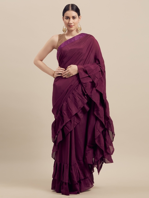 

Florence Purple Solid Poly Georgette Saree
