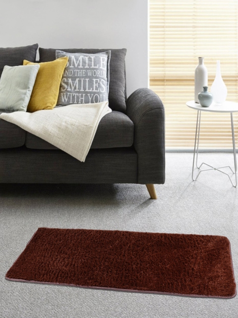 

TIED RIBBONS Brown Solid Rectangular Soft Fur Anti-Skid Bed Runner