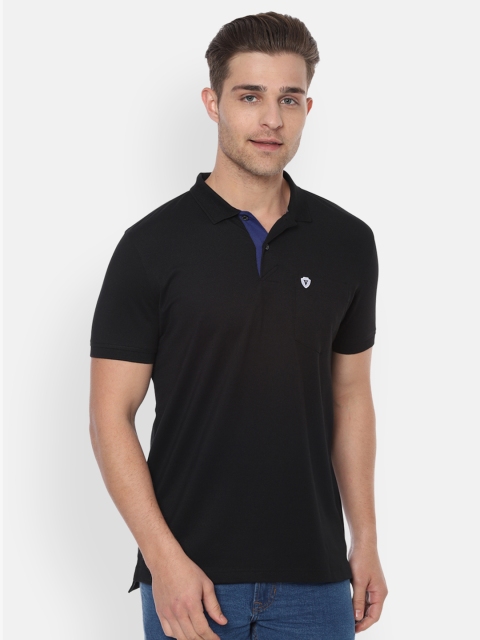 

Van Heusen Sport Men Black Solid Polo Collar T-shirt