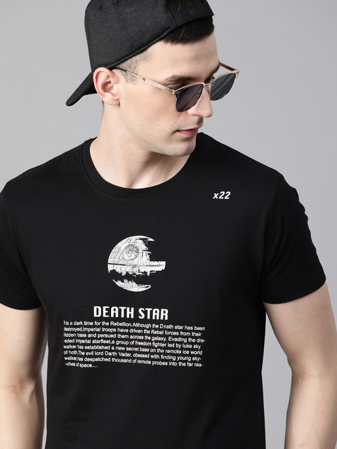 

Kook N Keech Star Wars Men Black & Off-White Printed Round Neck T-shirt