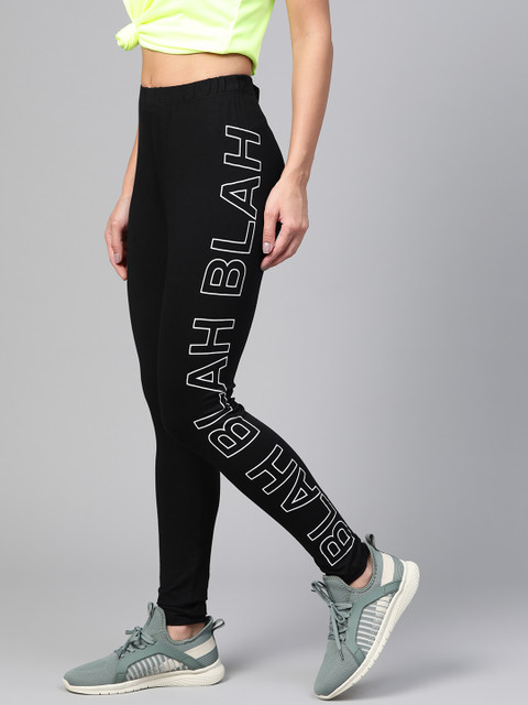 

Kook N Keech Women Black & White Printed Detail Tights