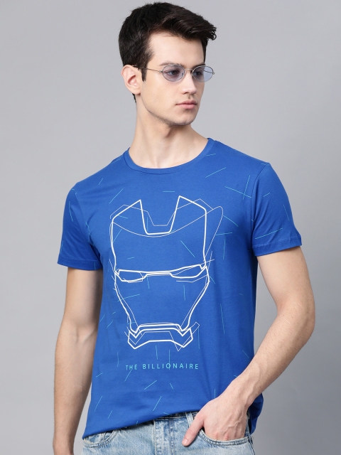 

Kook N Keech Marvel Men Blue & White Iron Man Printed Round Neck T-shirt