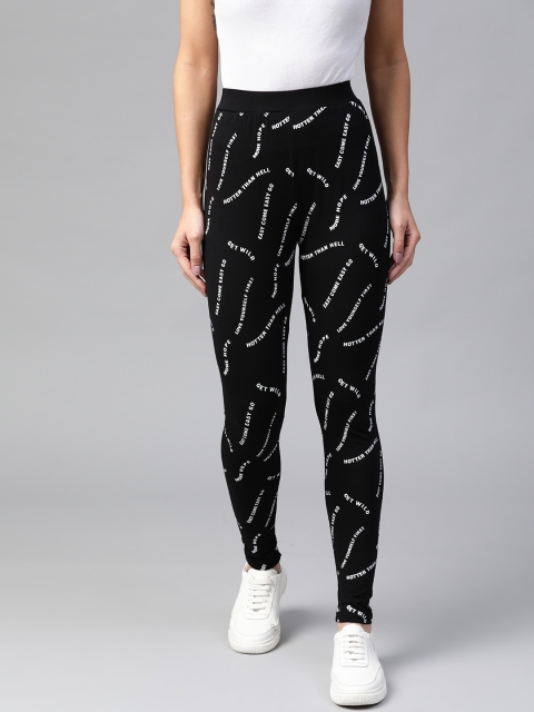 

Kook N Keech Women Black & White Printed Tights