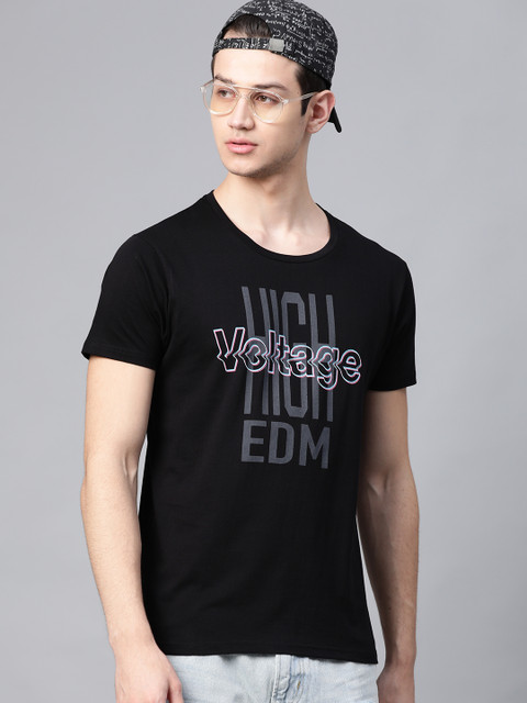 

Kook N Keech Men Black & Off-White Printed Round Neck T-shirt