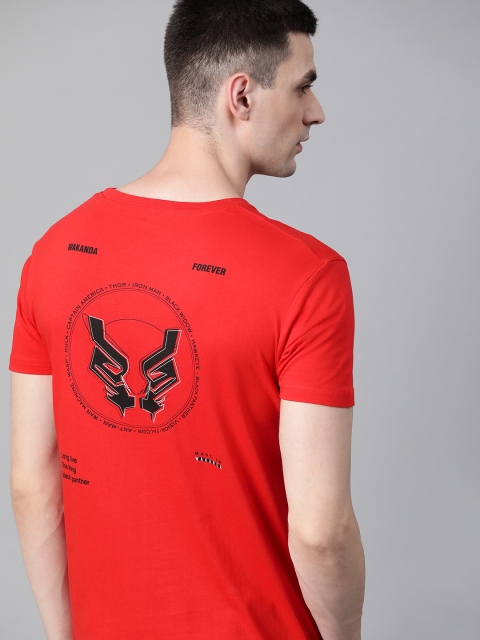 

Kook N Keech Marvel Men Red Black Panther Print Round Neck T-shirt