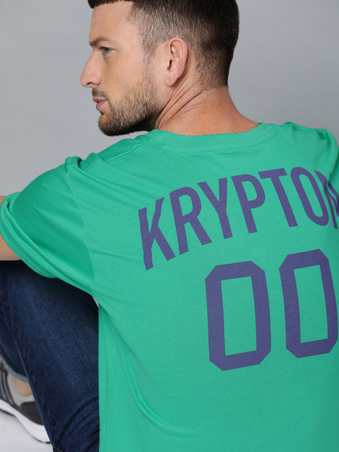 

Justice League Men Green & Blue Superman Printed Round Neck T-shirt