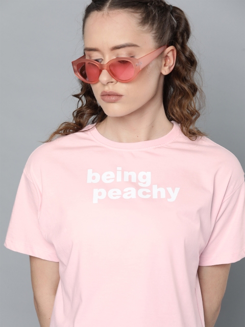 

Kook N Keech Women Pink & White Printed Round Neck T-shirt