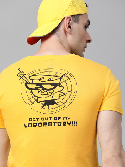 

Dexter by Kook N Keech Men Mustard Yellow & Black Printed Round Neck T-shirt