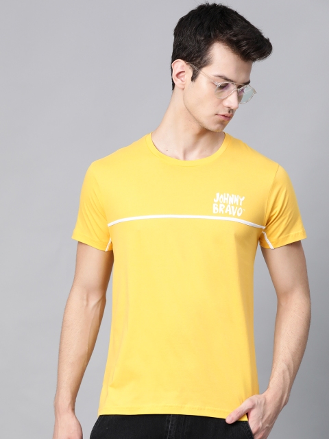 

Johnny Bravo by Kook N Keech Men Yellow Printed Back Round Neck T-shirt