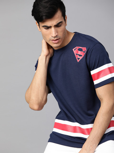 

Justice League Men Navy Blue & Red Superman Print Detail T-Shirt