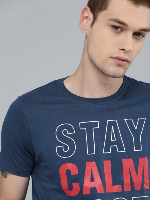 

Justice League Men Navy Blue Printed Round Neck T-shirt