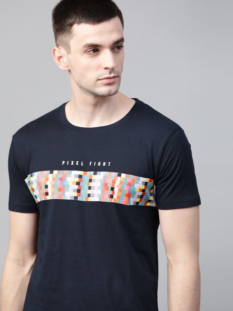 

Kook N Keech Men Navy Blue Printed Round Neck T-shirt