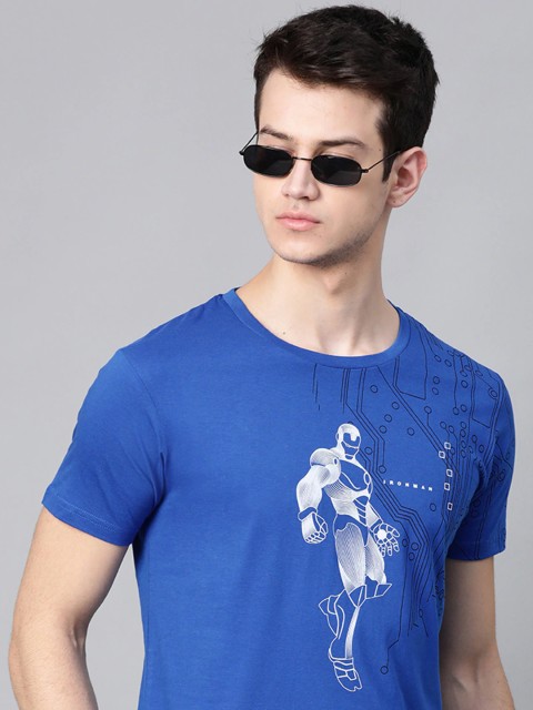 

Kook N Keech Marvel Men Blue Iron Man Print Round Neck T-shirt