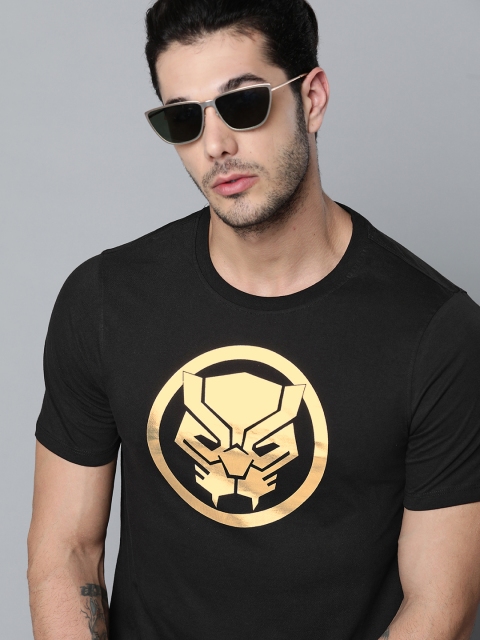 

Kook N Keech Marvel Men Black & Golden Printed Round Neck T-shirt