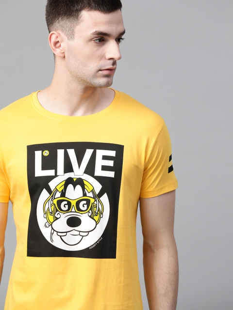 

Kook N Keech Disney Men Yellow Goofy Print Round Neck T-shirt