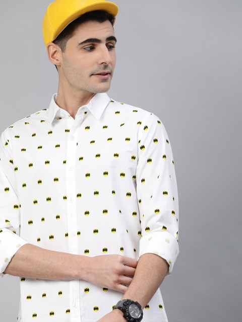 

Justice League Men White & Black Regular Fit Batman Printed Casual Shirt
