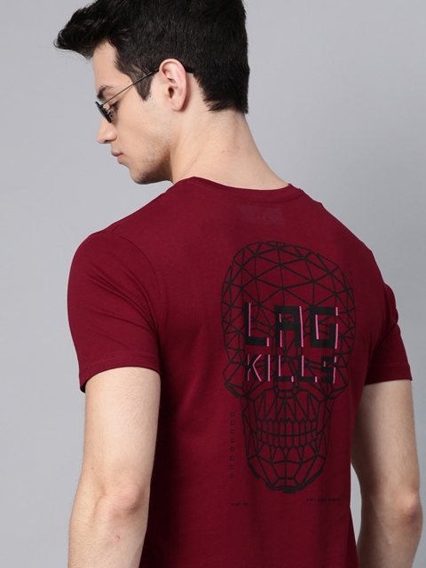 

Kook N Keech Men Maroon & Black Printed Back T-shirt