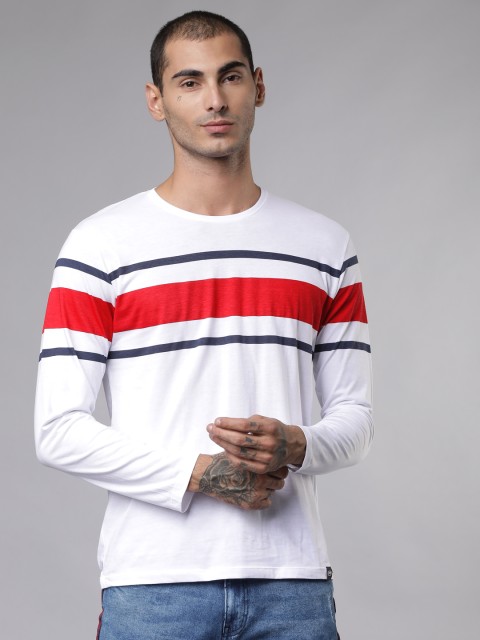 

Ecko Unltd Men White Striped Round Neck T-shirt