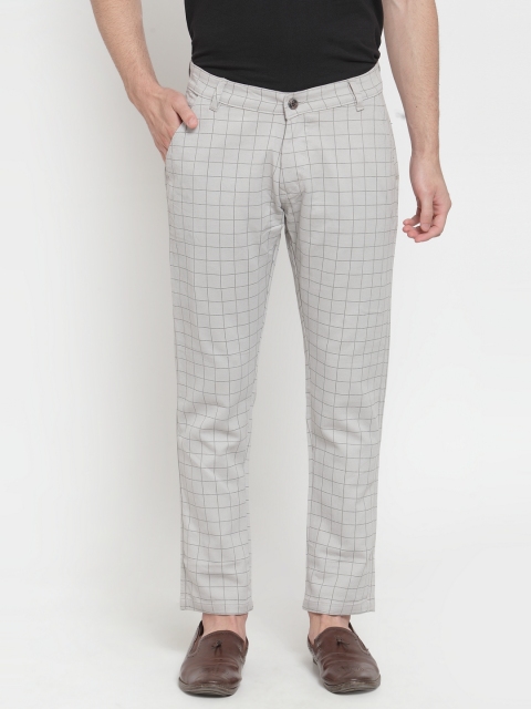 

VOXATI Men Grey Slim Fit Checked Chinos