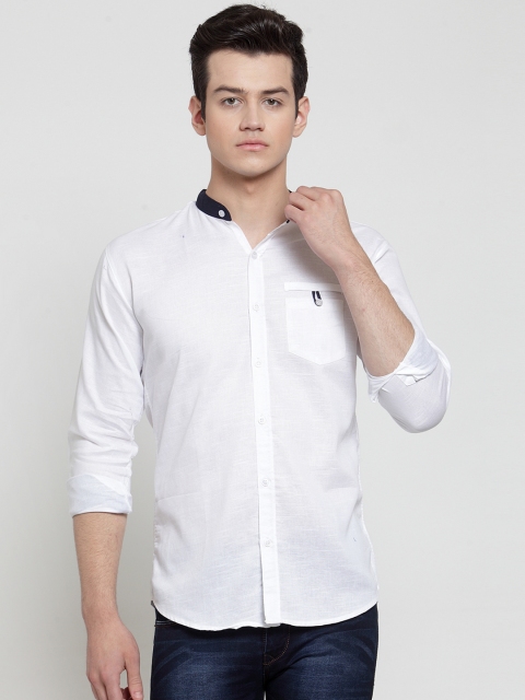 

VOXATI Men White Slim Fit Solid Casual Shirt