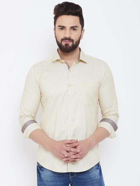 

JUMP USA Men Yellow Slim Fit Checked Casual Shirt