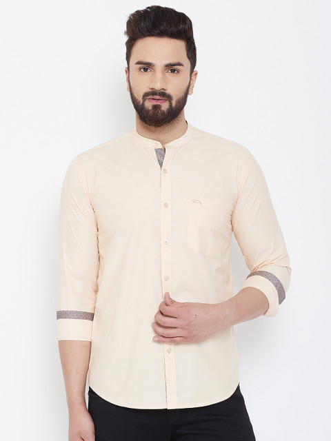 

JUMP USA Men Cream-Coloured Slim Fit Solid Casual Shirt