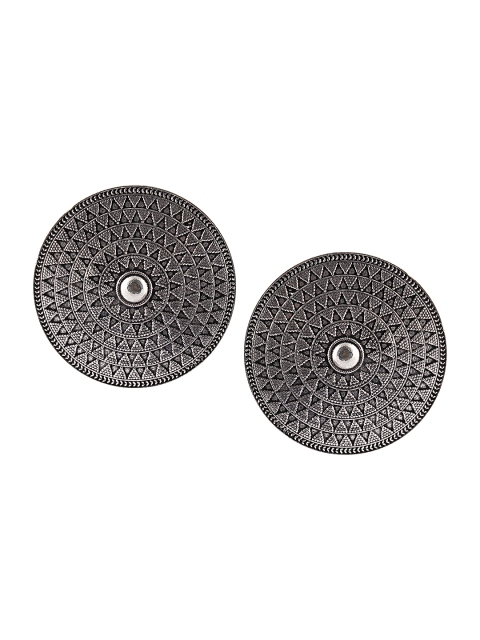 

Fabstreet Silver-Plated Oxidised Circular Studs